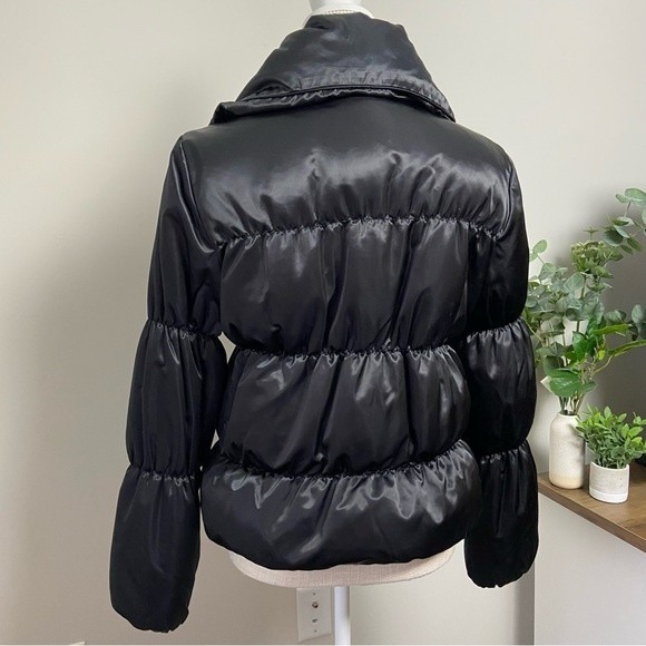 Old Navy Down Puffer Coat Black Shiny Size Medium - Picture 2 of 7